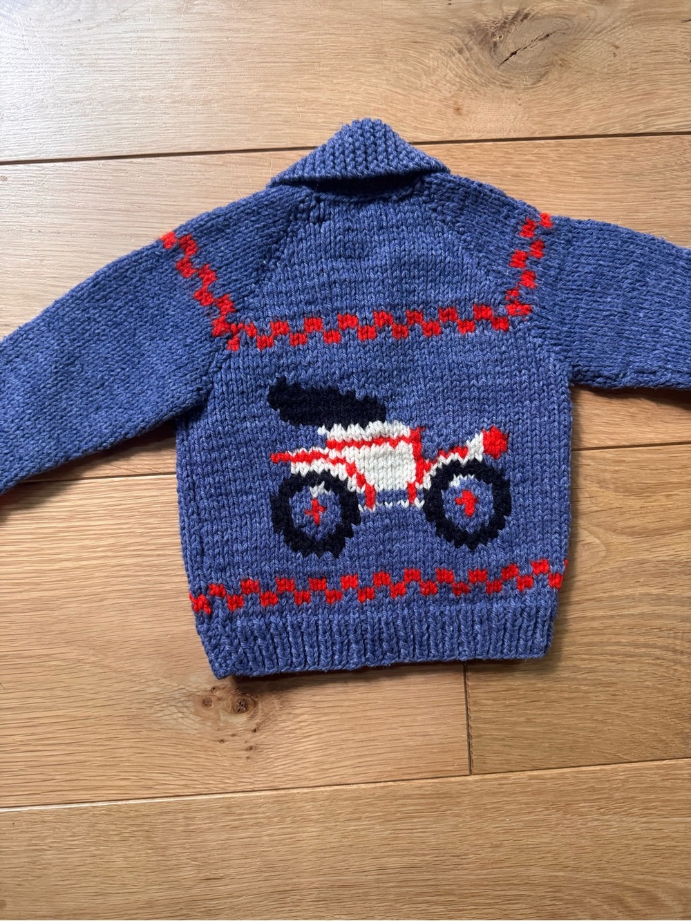 Hand knit 18-24 month Navy Knit Button Cardigan - Picture 5 of 10